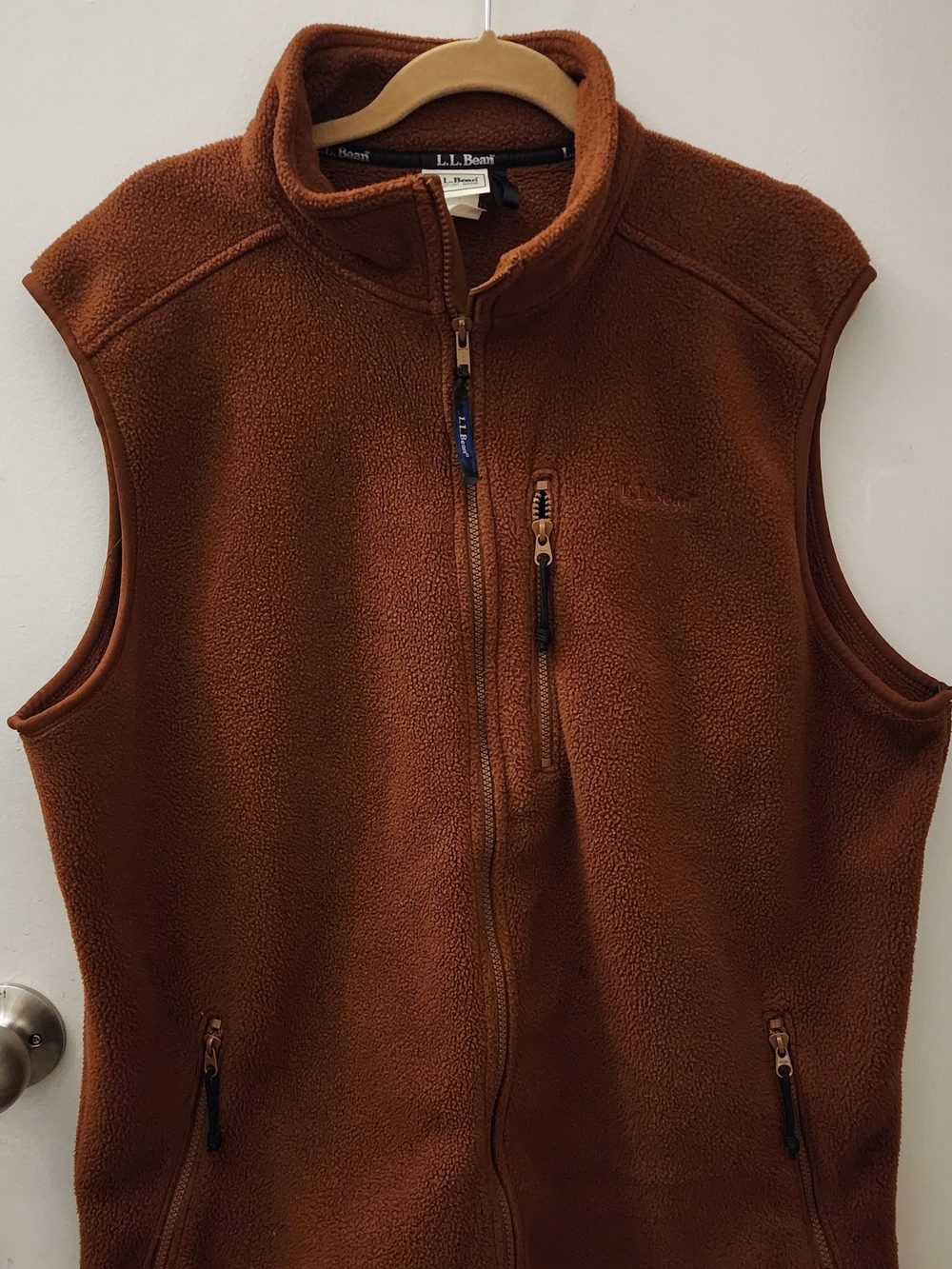 L.L. Bean Men's Rust Brown Fleece Vest - Full Zip